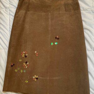BCBG Maxazria Suede Skirt with beaded detail